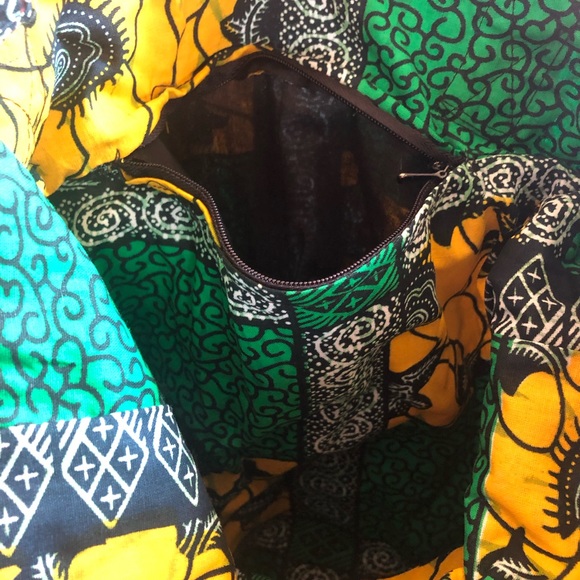Ankara Cotton Tote with Zipper Pocket - Picture 4 of 4